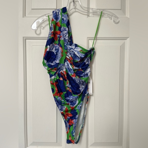 NWT ZARA Asymmetric Floral One-Shoulder Bodysuit S - Picture 4 of 16